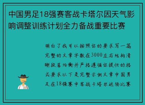 中国男足18强赛客战卡塔尔因天气影响调整训练计划全力备战重要比赛